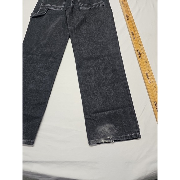 Rsq Y2k Baggy Mens Dark Black Denim Jeans Size 26x30 Carpenter - Picture 13 of 15